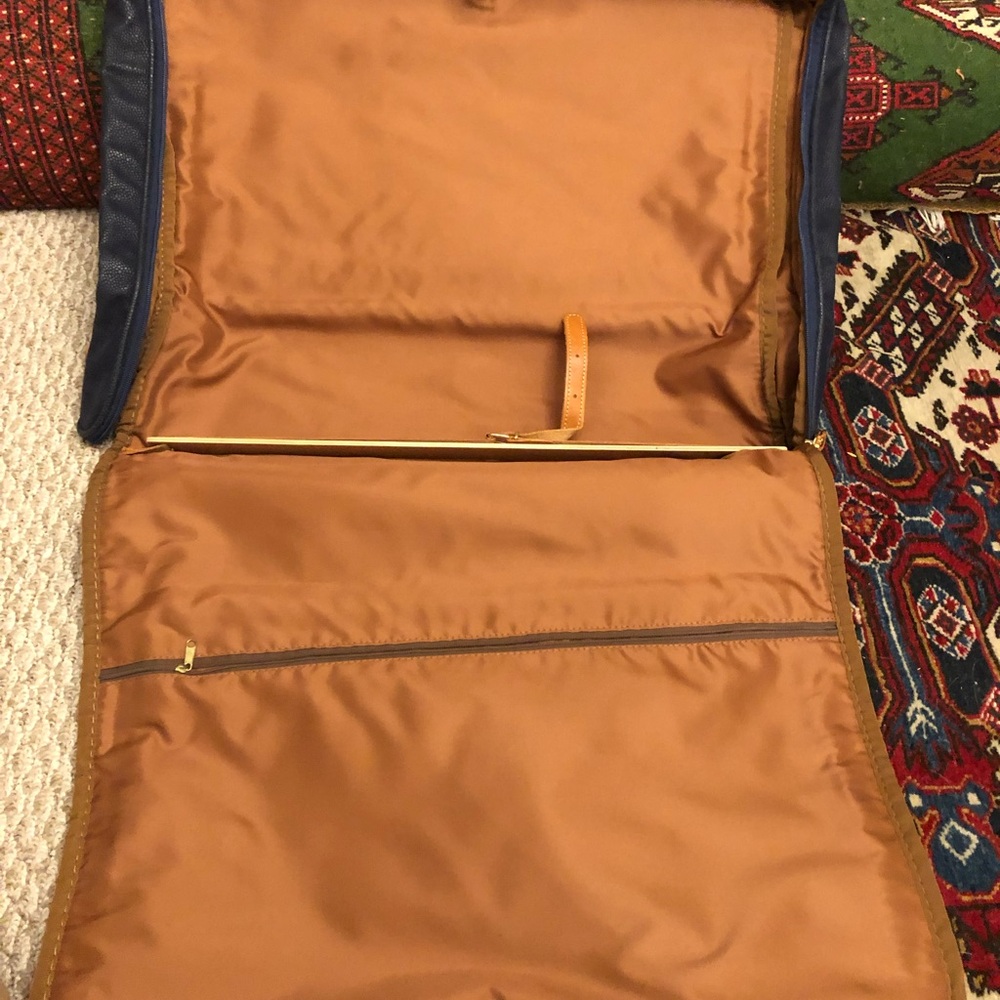 Bric's Navy Canvas Travel Bag with Tan Leather Trim - Picture 3 of 5